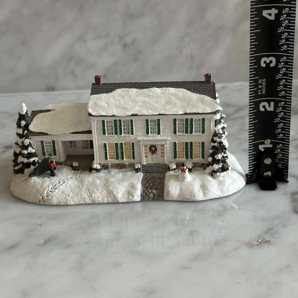 Vintage Hawthorne Norman Rockwell Bringing Home the Tree Christmas House B3358